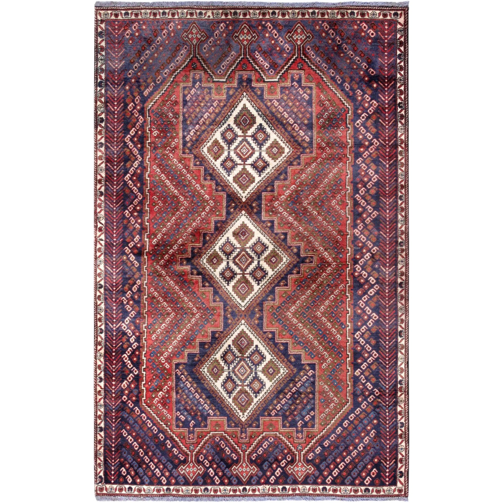 Vintage Afshar Rust/Navy Rug, 4' 3