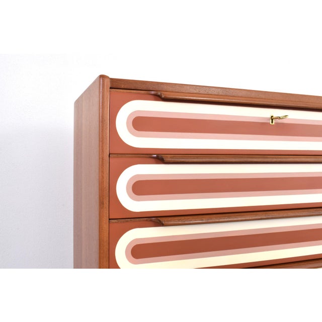 Mid-Century Modern Op-Art Hand-Painted Teak Chest of Drawers, 1960s For Sale - Image 11 of 18