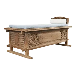 Javanese Carved Teak Indo Wedding Chest Daybed From Bali