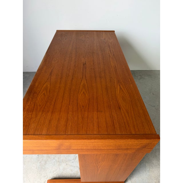 1970’s Mid-Century Modern Vi-Ma Danish Teak Desk With Hidden Sliding Filing Cabinet For Sale - Image 10 of 12