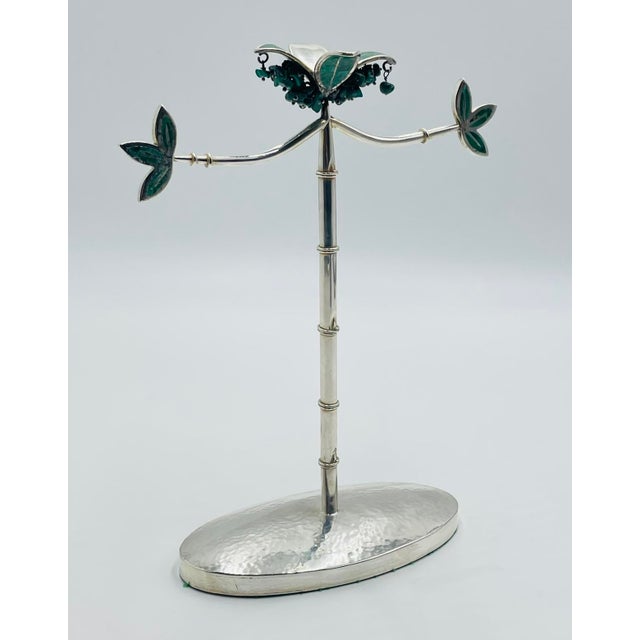 1980s Rare Emilia Castillo Silver-Plated Malachite Jewelry Holder, Mexico, 1980s For Sale - Image 5 of 18