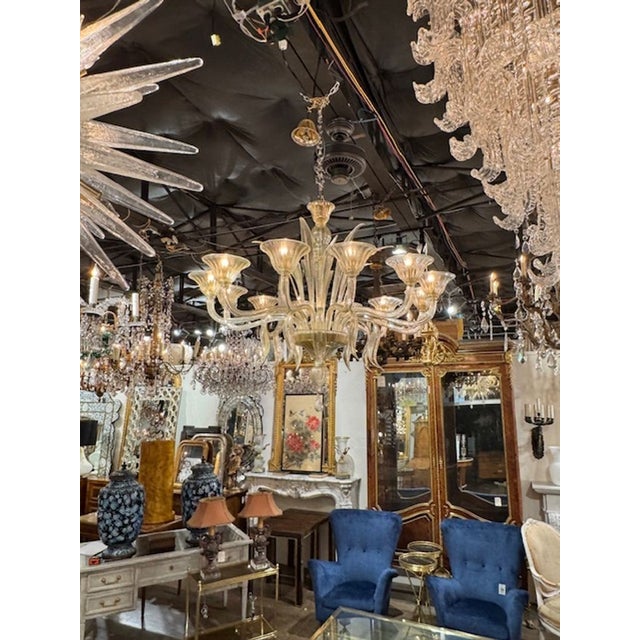 Murano Glass 12-Light Leaf Chandelier For Sale In Dallas - Image 6 of 6