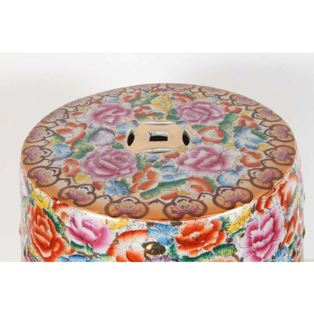 Metal Chinese Ceramic Garden Stool With Lucky Coins For Sale - Image 7 of 8