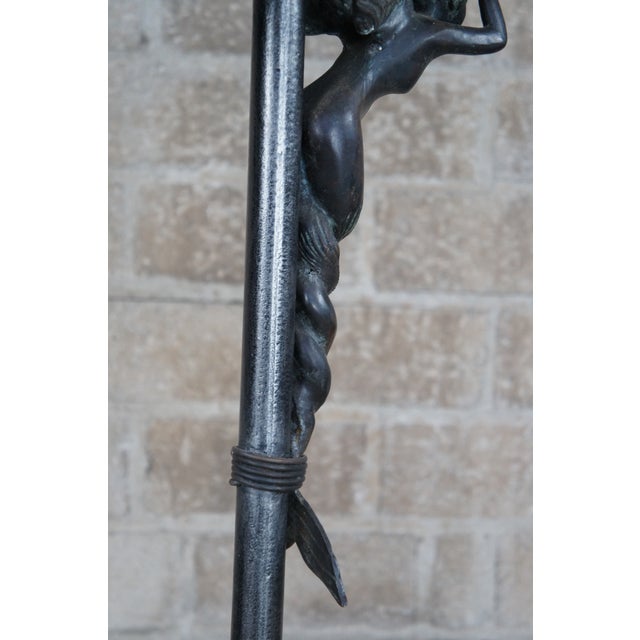 1990s Maitland-Smith French Empire Iron Bronze Figural Maiden Plant Stand Jardinière For Sale - Image 11 of 12