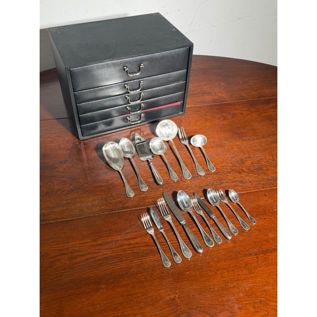 Silver-Plated Perles Cutlery Set for 12 with Anti-Oxidation Chest from Christofle, Set of 127 For Sale - Image 9 of 9