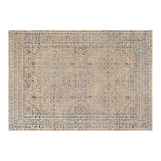 Authentic Persian Kirman Botaic Beige, Blue Handmade Wool Rug For Sale