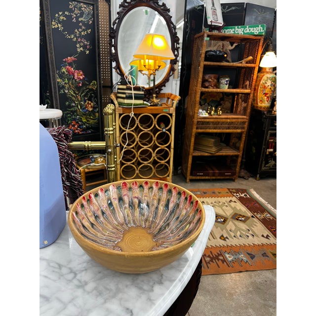 1970s Peacock Ceramic Mid Century Bowl For Sale - Image 4 of 9