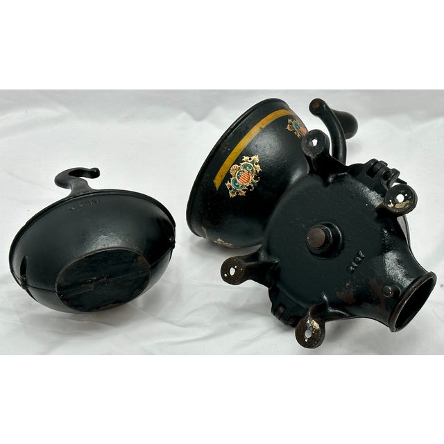 Rare Large Size Antique Enterprise #350 American Cast Iron Wall Mount Hand Crank Coffee Grinder For Sale - Image 11 of 18