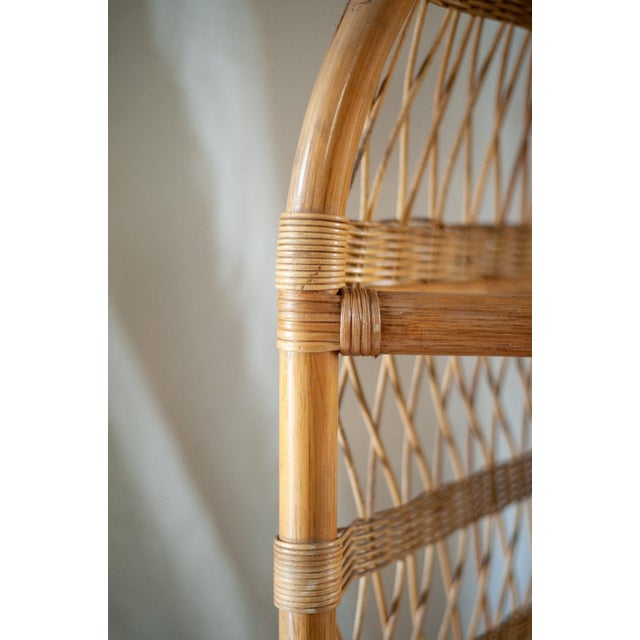Corner Bookcase in Bamboo and Rattan, 1970s For Sale - Image 6 of 9