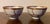 Pair antique 18th century Chinese export porcelain tea cups or bowls. Each decorated with a continuous geometric lotus...