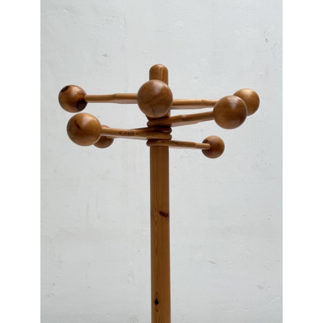 Wood Vintage Swedish Pine Free-Standing Coat Rack, 1970s For Sale - Image 7 of 11