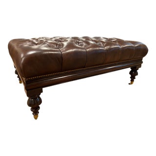 Hancock & Moore Brown Leather Ottoman For Sale