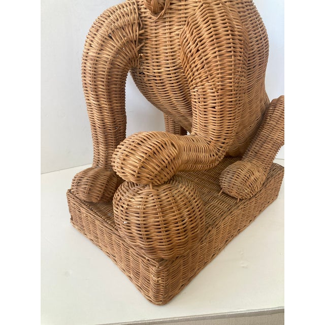 Wood Boho Chic Large Wicker Foo Dog For Sale - Image 7 of 11