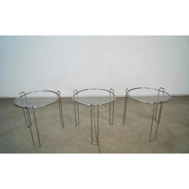 Mid-Century Modern 1970’s Saporiti Italian Chrome Nesting Drink Tables - Set of Three For Sale - Image 3 of 13