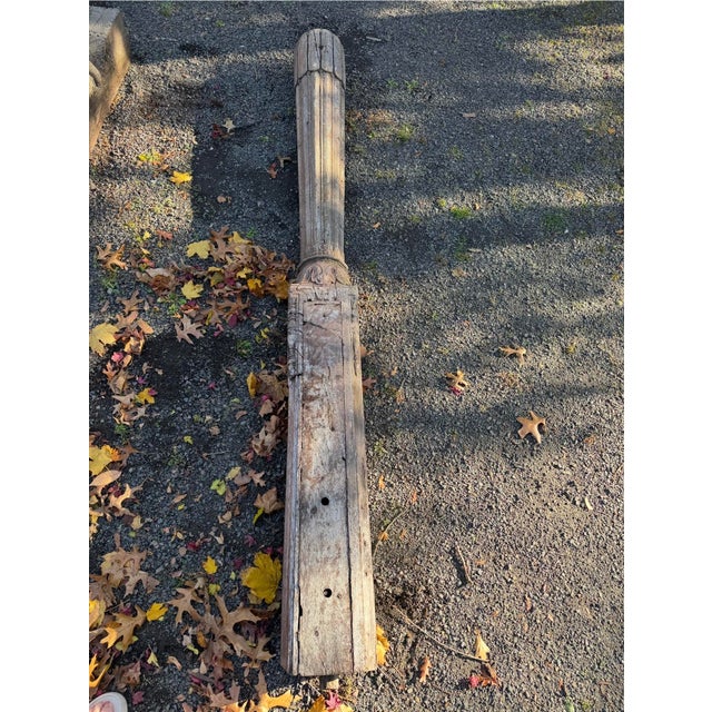 Wood 1970s Salvaged Carved Wood Column For Sale - Image 7 of 7