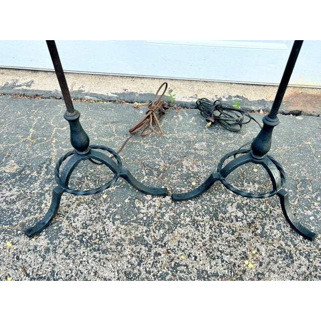 Early 20th Century Set of Two Early 20th Century Spanish Revival Metal Floor Lamps For Sale - Image 5 of 7