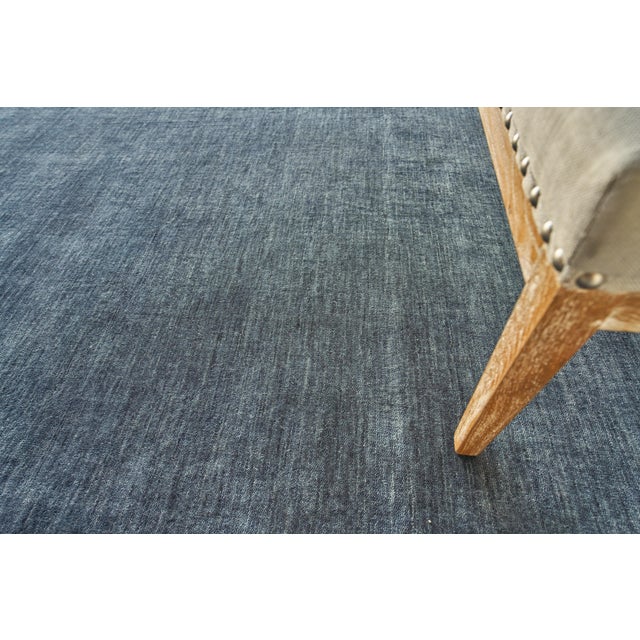 Textile Exquisite Rugs Roche Handmade New Zealand Wool Dark Blue Rug-9'X12' For Sale - Image 7 of 8