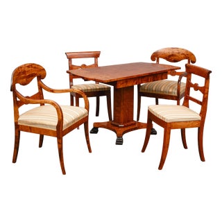 Biedermeier Style Seating Group in Birch, Set of 5 For Sale