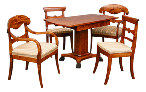 Biedermeier Style Seating Group in Birch, Set of 5
