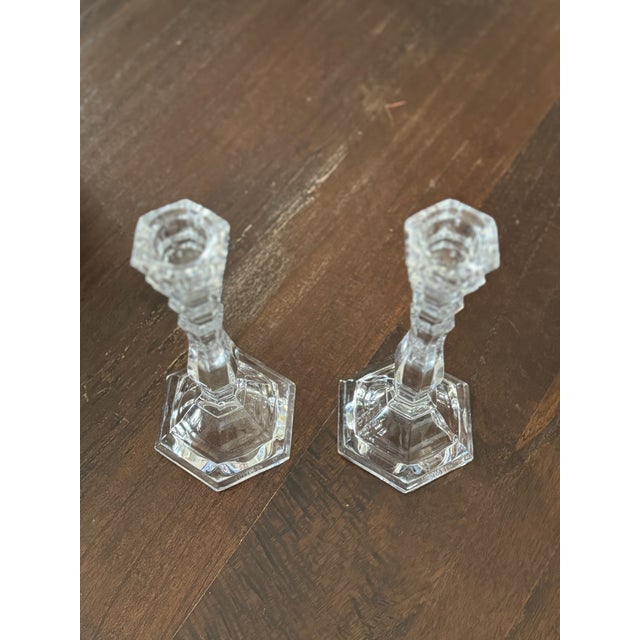 1990s 1990s Tiffany & Co. Hampton Lead Crystal Candlesticks - Set of Two For Sale - Image 5 of 5