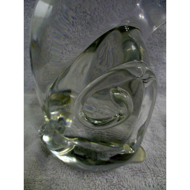 Transparent 1980s Large Unsigned Seated Crystal Cat Sculpture For Sale - Image 8 of 10