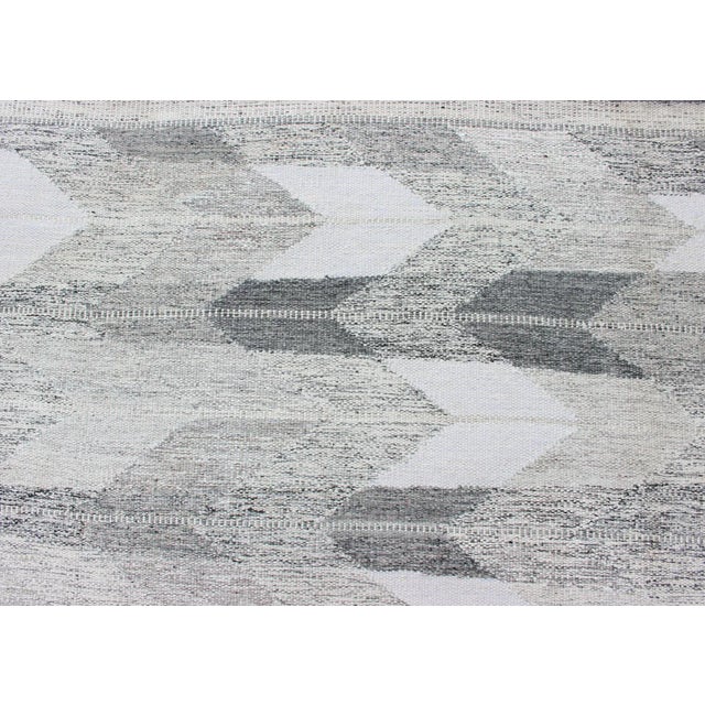 Large Modern Scandinavian/Swedish Flat-Weave Geometric Design Rug For Sale - Image 9 of 13