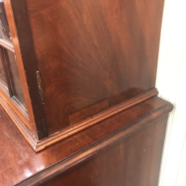 Wood Georgian Mahogany Butler’s Desk With Bookcase For Sale - Image 7 of 12