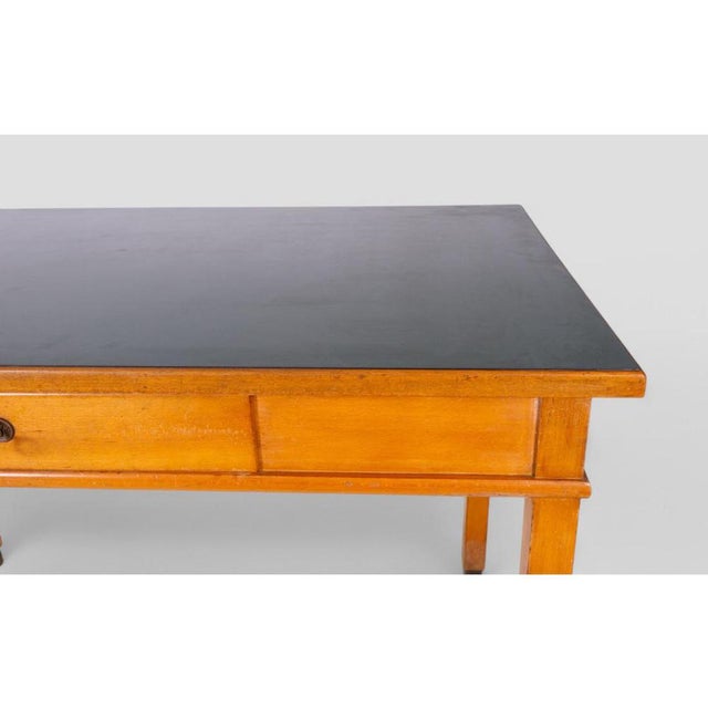 Vintage Wooden Desk with Green Top, 1950s For Sale - Image 10 of 11