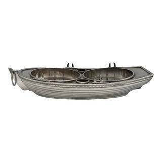 George III Sheffield-Plated Jolly Boat Double Wine Bottle Coaster C. 1800 For Sale