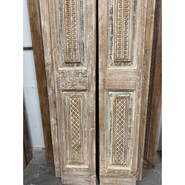 Antique Hand-Carved Floral French Doors – Rustic Double Doors, Hinged or Sliding Barn Style 80x28 For Sale In Orlando - Image 6 of 7