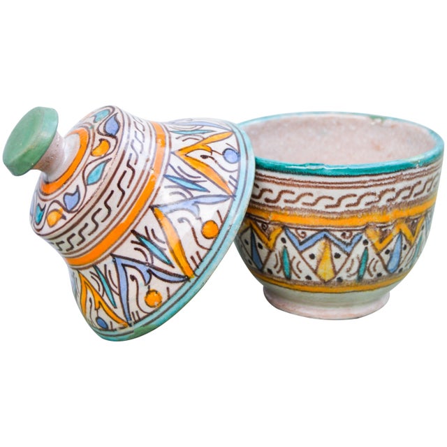Ceramic Moroccan Ceramic Lidded Bowl For Sale - Image 7 of 9