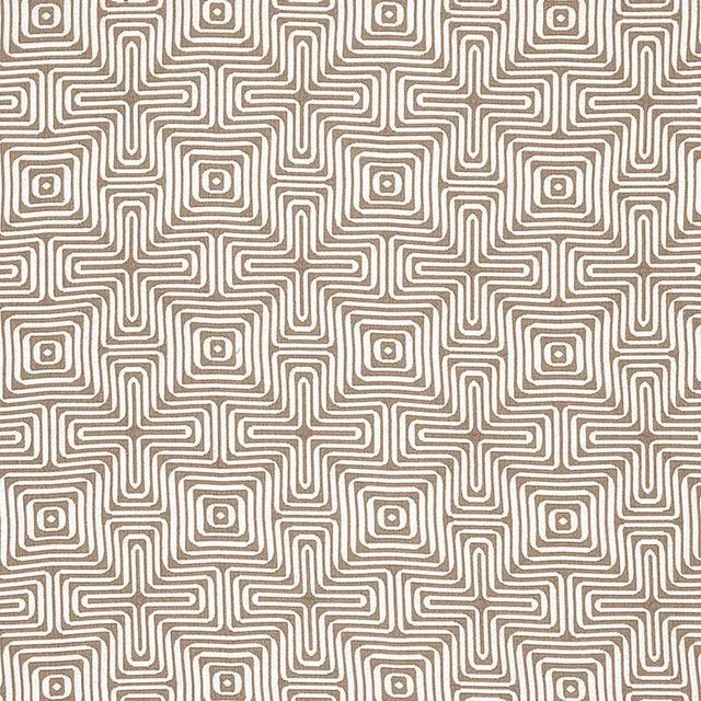 Abstract Schumacher X Trina Turk Amazing Maze Indoor & Outdoor Fabric in Sand For Sale - Image 3 of 3