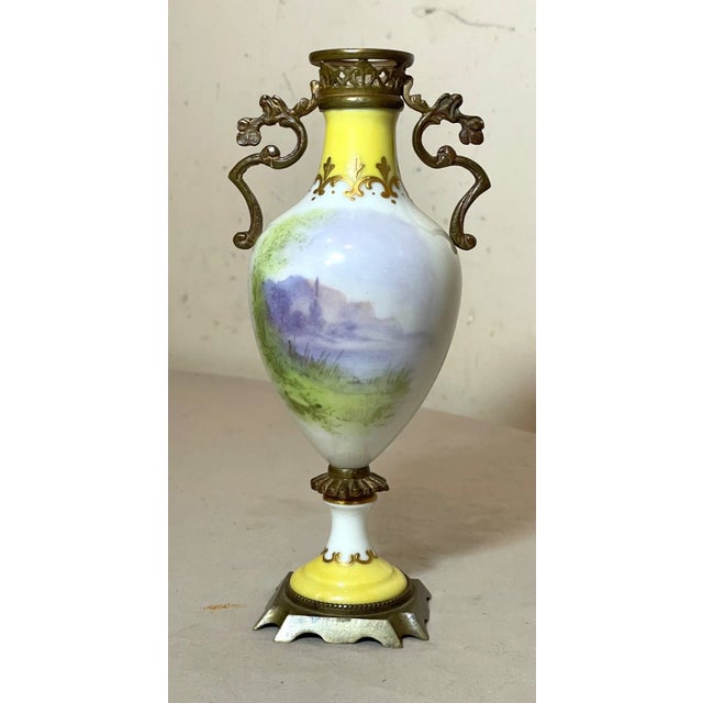 19th Century Antique Ornate Hand Painted Porcelain Gilt Bronze Miniature Sevres Vase Urn 2 For Sale - Image 5 of 9