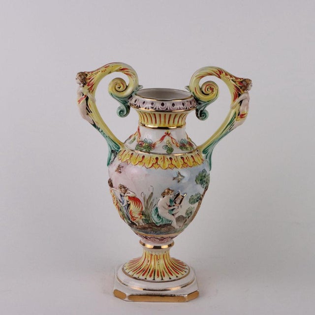 Gold Ceramic Vases from Capodimonte, Set of 2 For Sale - Image 8 of 11
