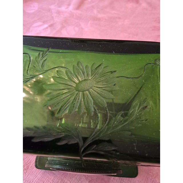 Art Nouveau Antique Emerald Art Glass Crystal Art Nouveau Clock For Sale - Image 3 of 16