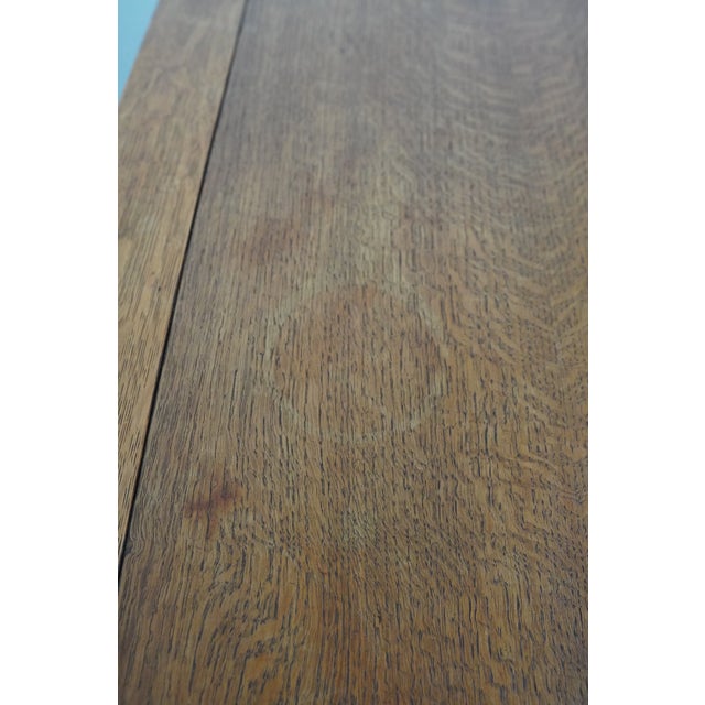 Antique Tiger Oak Draw-Leaf Dining Table For Sale - Image 13 of 14