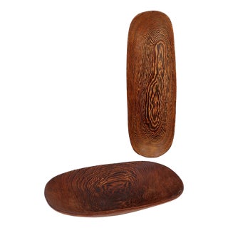20th Century Hand-Carved Wooden Bowls, Set of 2 For Sale