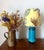 Blue Ceramic Lamp with Claw Feet and Foliage Lampshade, 1960s For Sale - Image 13 of 14