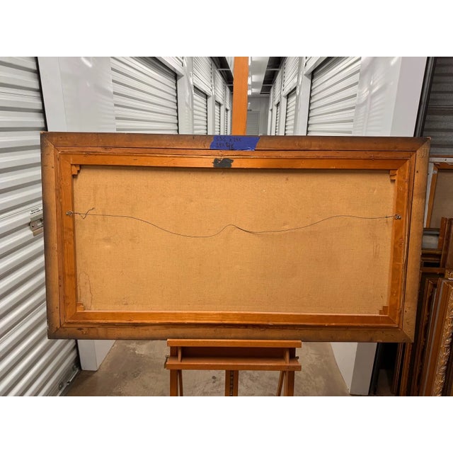 Mid-Century Modern Mid-Century Modern Equestrian Gathering Oil Painting in Gilt Frame, Circa 1950s–1960s For Sale - Image 3 of 10