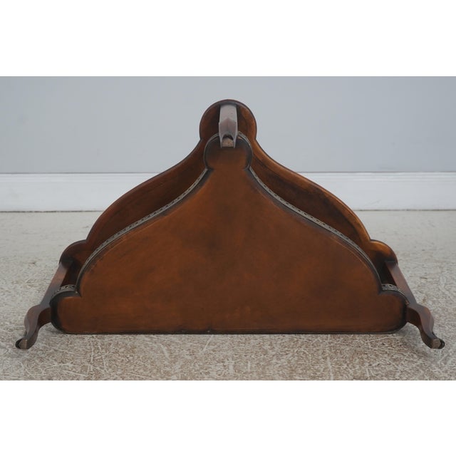 Theodore Alexander Leather Top 2 Tier Mahogany Triangle Table For Sale - Image 12 of 12
