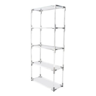 5-Tier Lucite and Glass Mid-Century Modern Étagère Shelf Wall Unit For Sale