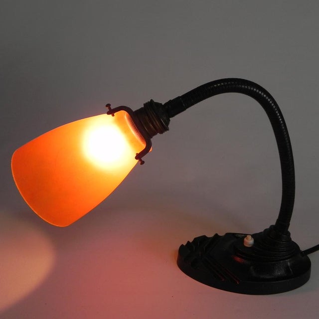 Black Desk Lamp with Orange Glass Shade from Erpe, 1930s For Sale - Image 8 of 17