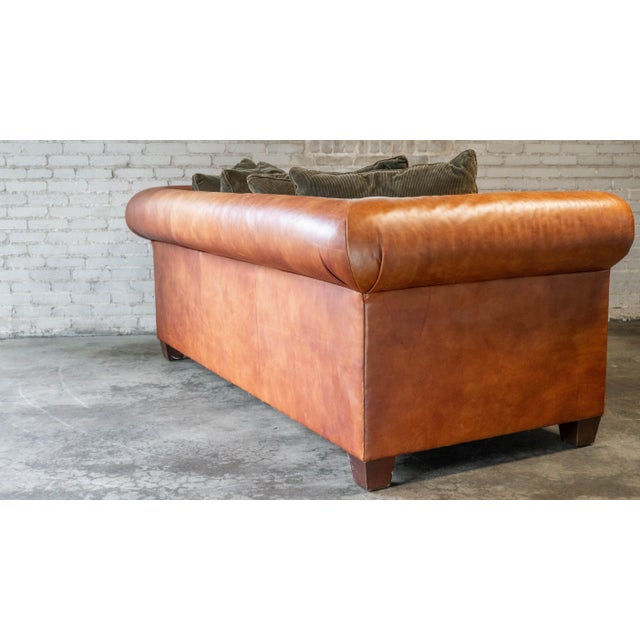 Ralph Lauren Chesterfield Cognac Leather and Corduroy Sofa For Sale - Image 15 of 17