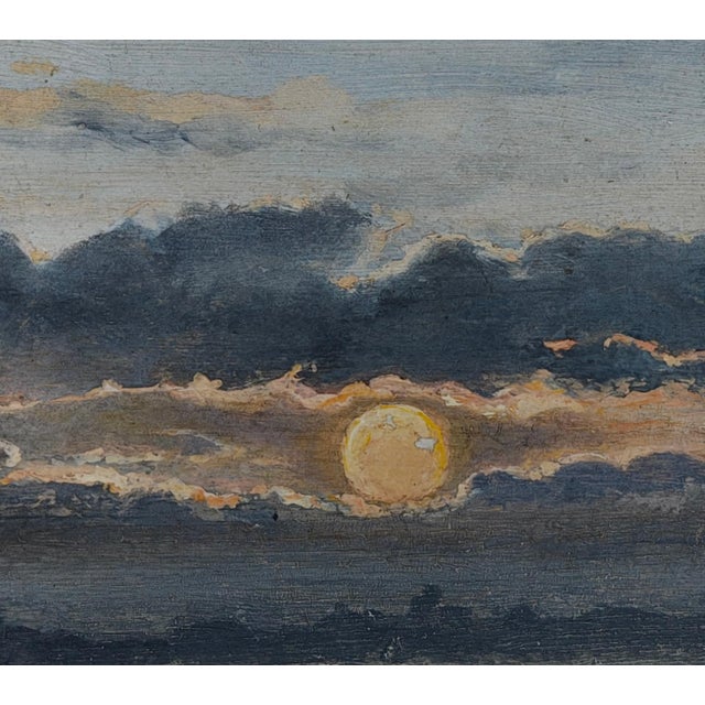 Miguel Tusquellas Corbella, Cloud Study Under a Full Moon, 20th Century, Oil Painting For Sale - Image 4 of 5