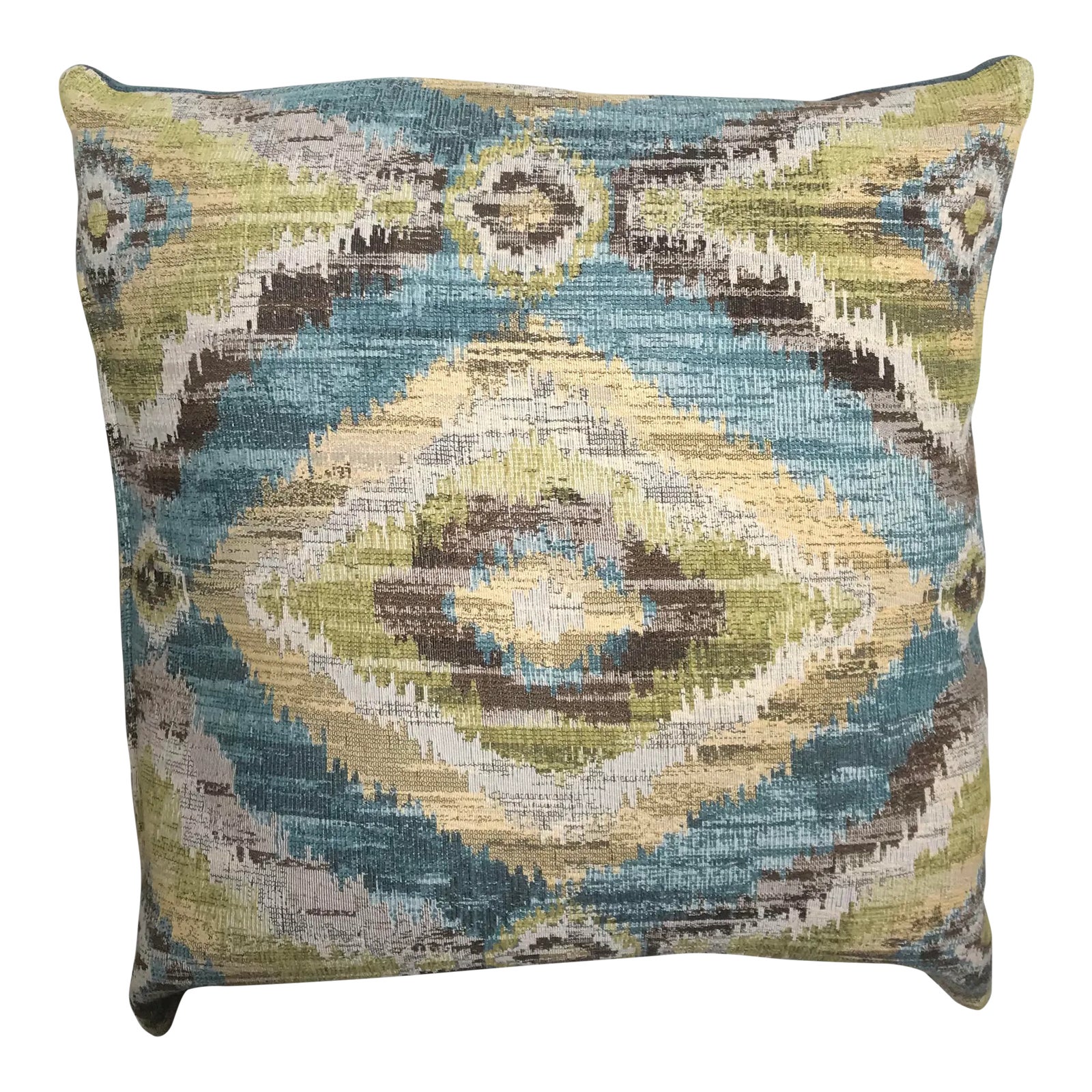 Large And Thick Turquoise Brown Lime Green Upholstery And Velvet Pillow Chairish