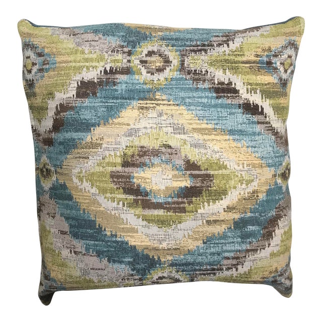 Large And Thick Turquoise Brown Lime Green Upholstery And