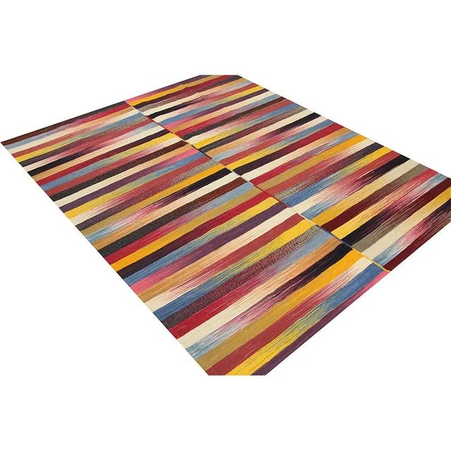 Pink Handwoven Stripe Pattern Scandinavian Style Persian Kilim Rug 5'3" X 6'9" For Sale - Image 8 of 11