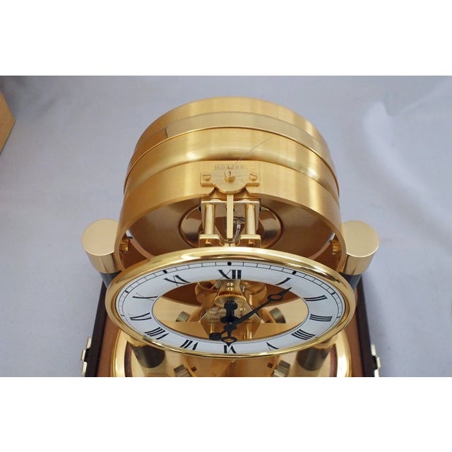 VTG Jeager Lecoultre Atmos 150th Anniversary Clock Gilt Brass Box & Glass Dome For Sale In Dallas - Image 6 of 18
