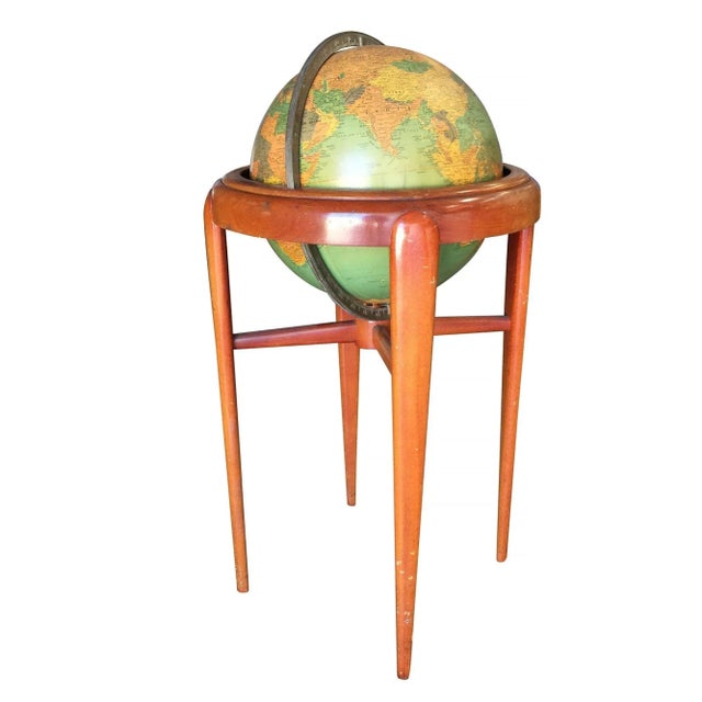 Mid-Century Modern Mid-Century Mahogany Floor Globe by Replogle For Sale - Image 3 of 10
