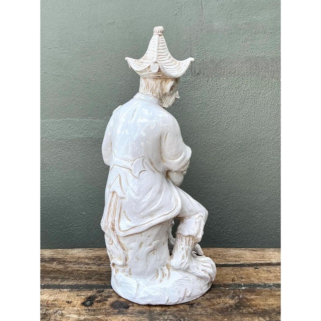 Vintage White Ceramic Monkey Musician Figure For Sale In West Palm - Image 6 of 12